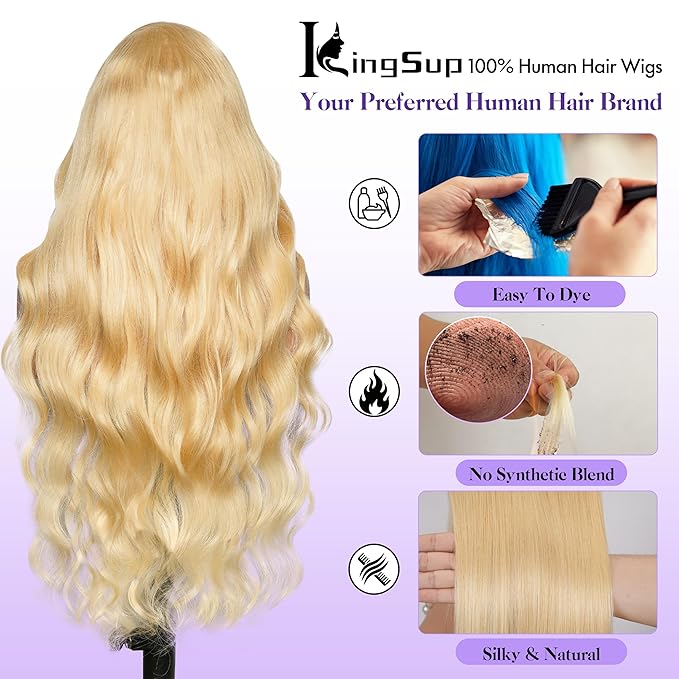 613 13x6 Lace Front Wig Human Hair 250 Density 28 Inch Body Wave Blonde Wig Human Hair 613 HD Lace Frontal Wigs 13x6, 100% Real Human Hair No Synthetic Blend No Tangle No Shedding Triple Lifespan 3X