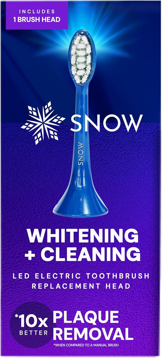 Snow Replacement Head for LED Electric Toothbrush - Replacement Head with Soft Bristles - Blue LED Light & Sonic Technology for Whitening Teeth - Easy Replacement Heads for Rechargeable Toothbrush