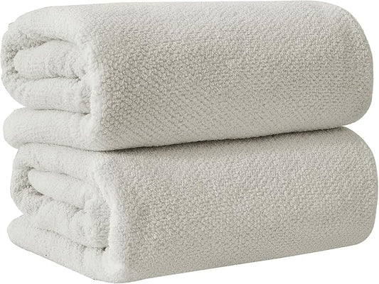 Great Bay Home 100% Cotton Oversized 2 Pack 68x35 Extra Large Towel Set - Absorbent, Quick-Drying, Durable Oversized Bath Sheets for Bathroom Décor (Light Grey)