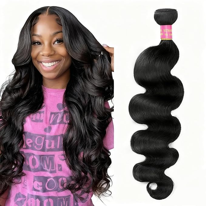 20 Inch Body Wave Bundles Human Hair 12A 100% Unprocessed Brazilian Quick Weave Wavy Human Hair Bundles for Black Women 1 Bundle Natural Color