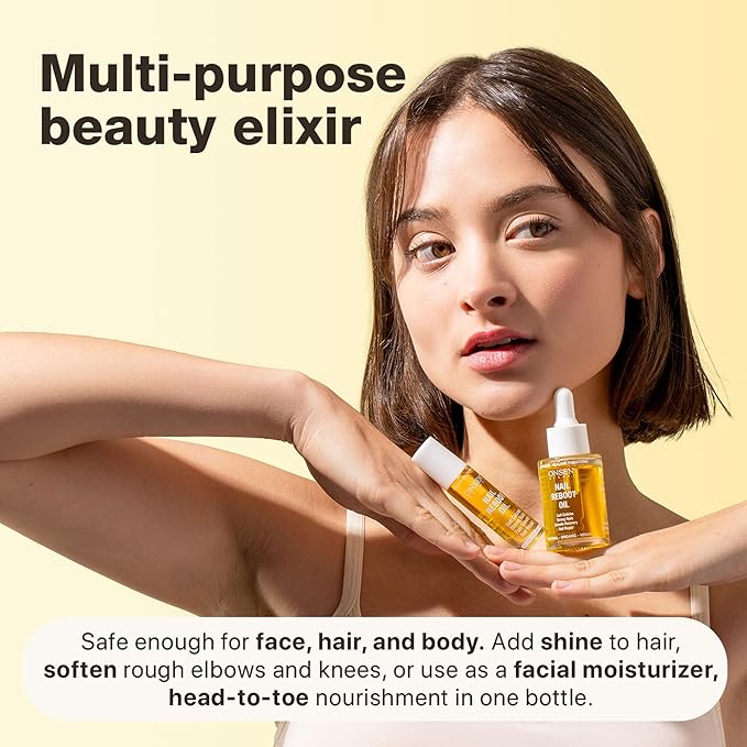 Onsen Secret Nail & Cuticle Repair Oil (2x30ml) - Dry Oil Formula - Japanese Tsubaki, Tea Tree & Jojoba - Strengthens Nails, Repairs Cuticles, Hydrates Skin & Hair - Natural & Vegan