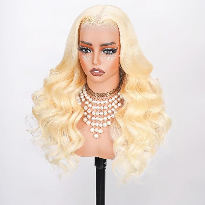 613 13x6 Lace Front Wig Human Hair 250 Density 28 Inch Body Wave Blonde Wig Human Hair 613 HD Lace Frontal Wigs 13x6, 100% Real Human Hair No Synthetic Blend No Tangle No Shedding Triple Lifespan 3X