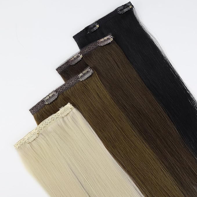 Full Shine Human Hair Extensions Clip ins Blonde Hair Extensions Real Human Hair Blonde Clip in Hair Extension Natural Straight With Lace Weft 12 Inch for Short Hair Softness 3 Pcs 60 Grams