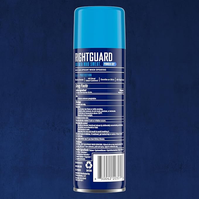 Right Guard Sport Powder Dry Scent Antiperspirant & Deodorant Spray - 4-in-1 Protection Spray Deodorant For Men, Blocks Sweat, 48-Hour Odor Protection, Quick-Drying, & Long-Lasting, 6oz