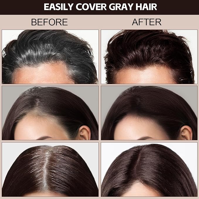 Boobeen Root Touch Up Hair Color Stick，Blendable Hairline Powder for Gray Coverage，Long Lasting Root Cover Up & Thinning Edges,Natural Finish for Women & Men
