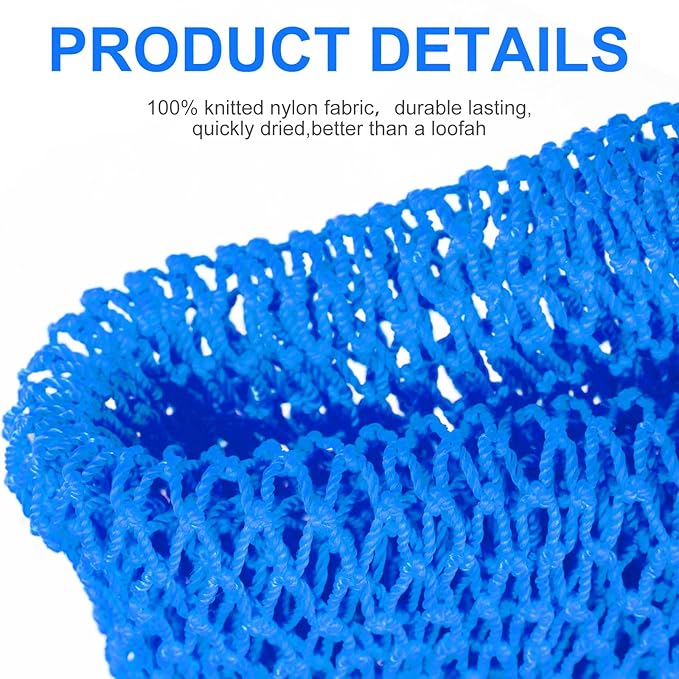 Geiserailie African Net Sponge Long Bathing Net Shower Body Scrubber Back Scrubber Skin Smoother Bathing Sponge for Daily Use or Stocking Stuffer(Light Blue)