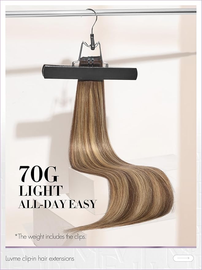 LUVME Clip in Hair Extensions, Straight Seamless 16 Inch 70g 4Pcs Chestnut Brown, 100% Real Remy Human Hair, Soft Natural Full Max Invisible Comfortable Hair Extensions for Women