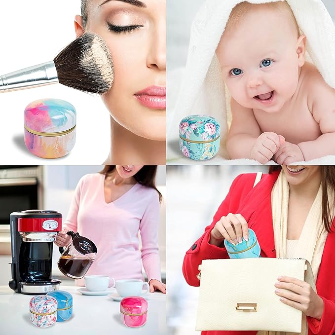 Powder Puff and Powder Container for Body Dusting Powder Case with Puff for Baby and Women,Loose Powder Containers with Puff for Travel (Light Blue1.0)