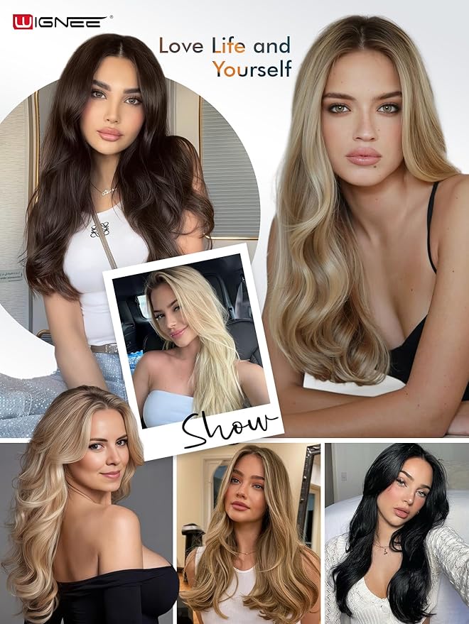 WIGNEE Double Invisible OVO Balayage Hair Extension Genius Invisible Weft with Holes 18 Inch Highlight Honey Blonde Remy Human Hair Extension Sew ins Straight Extension Hair Weaves 5 PCS 100g (T4/27)