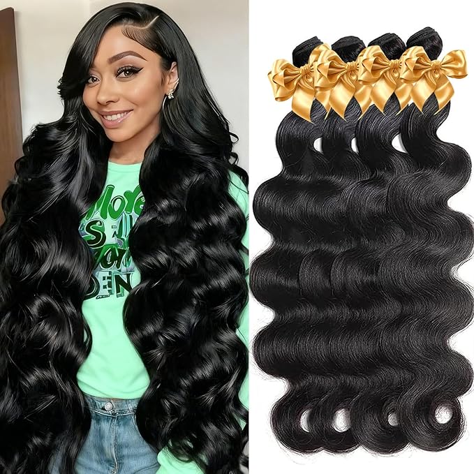 12A Body Wave Bundles Human Hair 22 22 22 22 Natural Black Color 100% Unprocessed Virgin Remy Human Hair Bundles body wave For Women