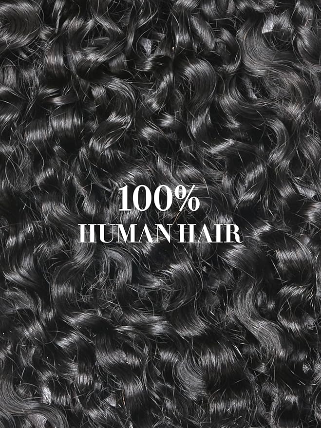 LUVME Burmese Curly Clip in Hair Extensions Real Human Hair Messy Curly Clip Ins Fullness with 2 Pack for Women Brazilian Remy Human Hair Natural Black 135g 22Inch