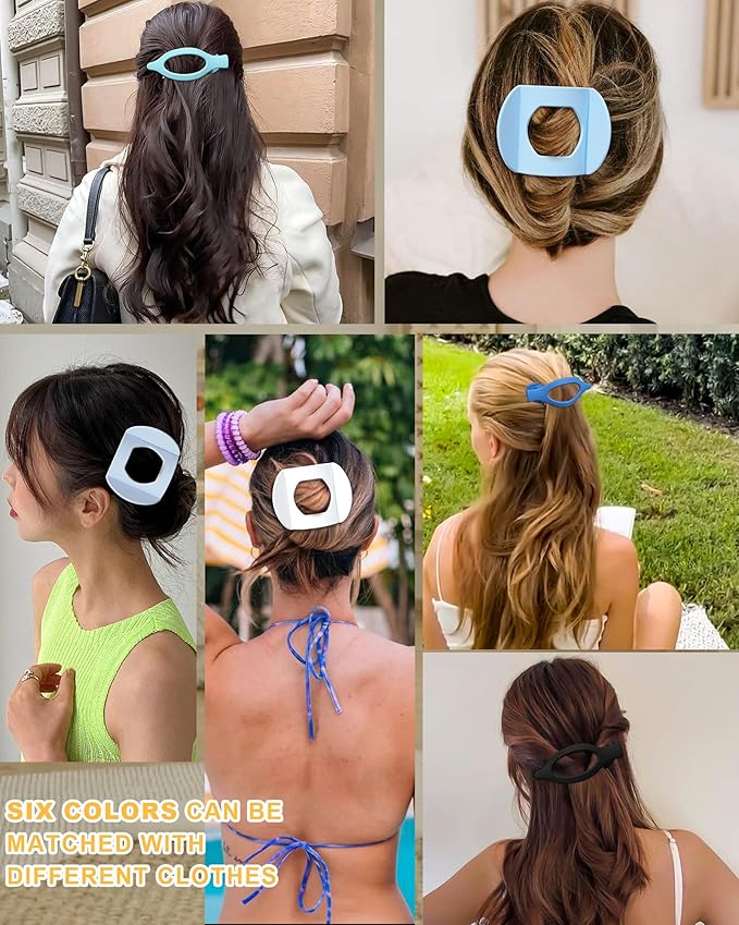 6 PCS French Flat Hair Clips for Women 2 Styles Large Matte Flat Claw Clips Strong Hold No-Slip French Hair Barrettes for Thick Thin Hair(Multicolor 4)