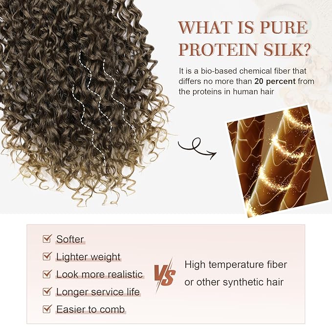 Flufymooz Clip in Hair Extensions, 4PC 100％ Pure Protein Silk Hair Extensions Long Soft Natural Hairpiece 20 Inch Curly Hair Extension for Women Ash Dark Brown to Ligh Brown