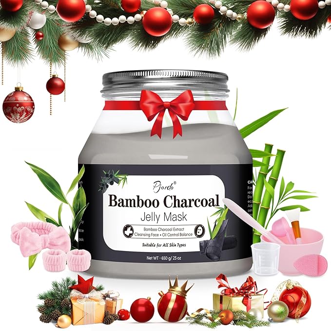 Powder Jelly Mask for Facials Professional, Peel Off Facial Mask for Hydrating & Moisturizing, Christmas Hydrojelly Mask Gifts for Women Men, Home DIY Spa Use for All Skin with Bamboo Charcoal