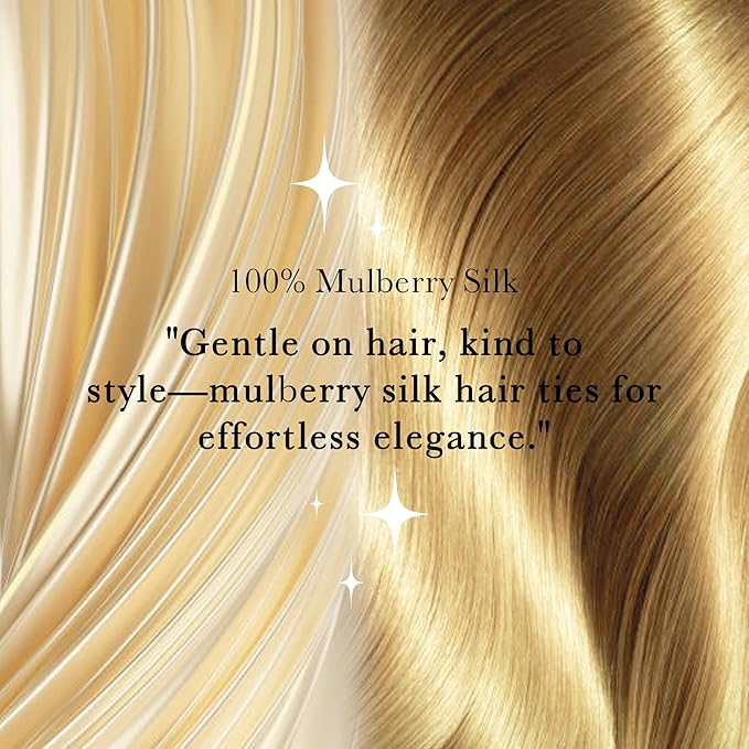 100% Silk Hair Ties – 8Pcs Pure Mulberry Silk Hair Scrunchies Smooth Skinny Small Hair Ties for Women, Soft Hair Bands Elastics for Sleeping, Frizz-Free