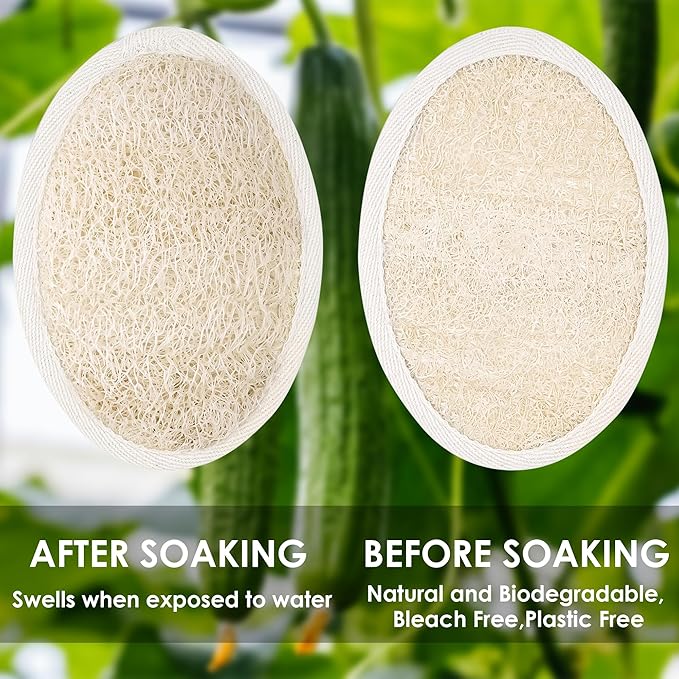 Natural Loofah Sponge, 3 Pack Exfoliating Body Scrubber for Shower, Organic Biodegradable Bath Luffa with Thin/Thick Textures, Eco-Friendly Body Exfoliator for Men & Women, Hanging Rope