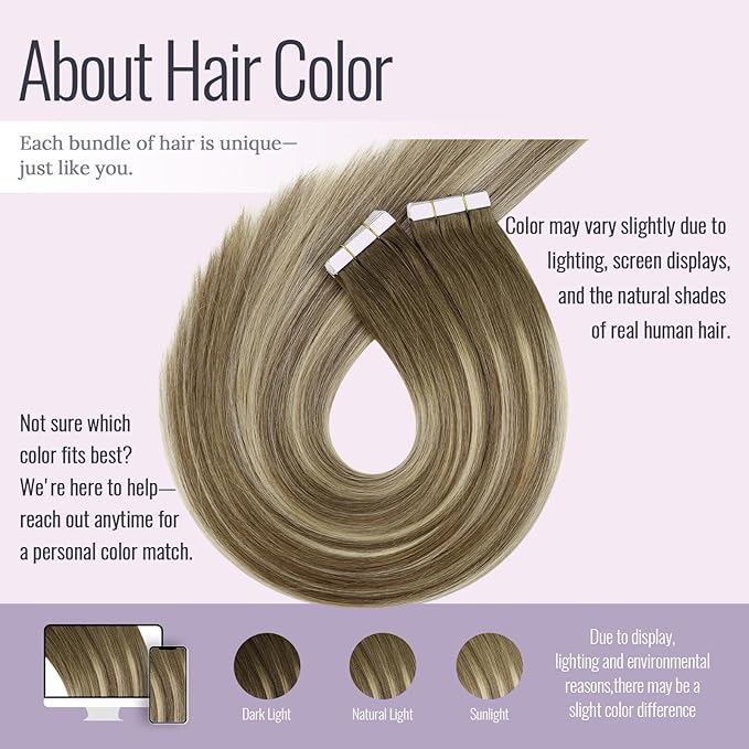 Fshine Extensions De Cabello Humano Tape Balayage Brown To Platinum Blonde Real Huamn Remy Hair Extensions 14 Inch 50 g 20 pcs,Suitable for Wedding, Bridal & Bridesmaids Looks