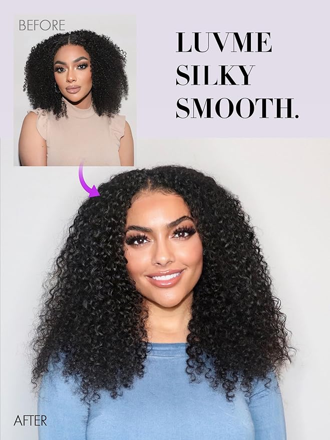 LUVME Curly Clip in Hair Extensions Real Human Hair Kinky Curly Clip Ins Fullness with 1 Pack for Women Brazilian Remy Human Hair Natural Black 135g 9pcs 14Inch