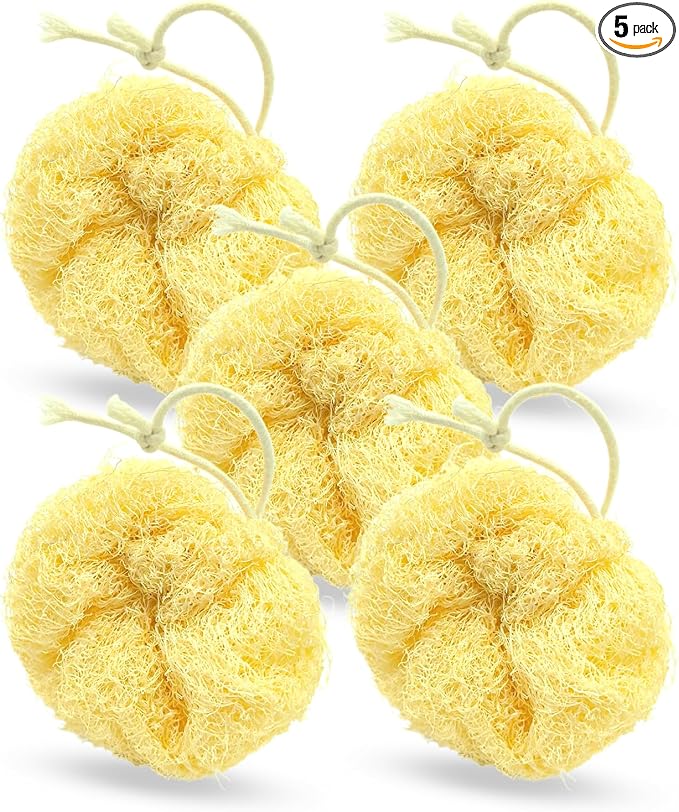 Natural Loofah Body Scrubber, Plant-Based Exfoliator for Men Women & Kids, Gentle Skin Cleansing Sponge (LF_5BB)