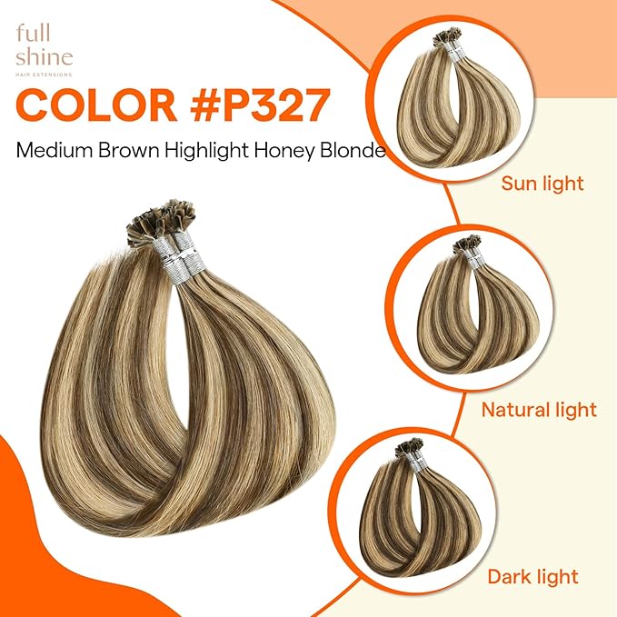 Full Shine U Tip Hair Extensions Human Hair 20 Inch 50 Grams Color 3 Highlight 27 Honey Blonde K Tip Hair Extensions Real Human Hair Straight Remy Hair for Women