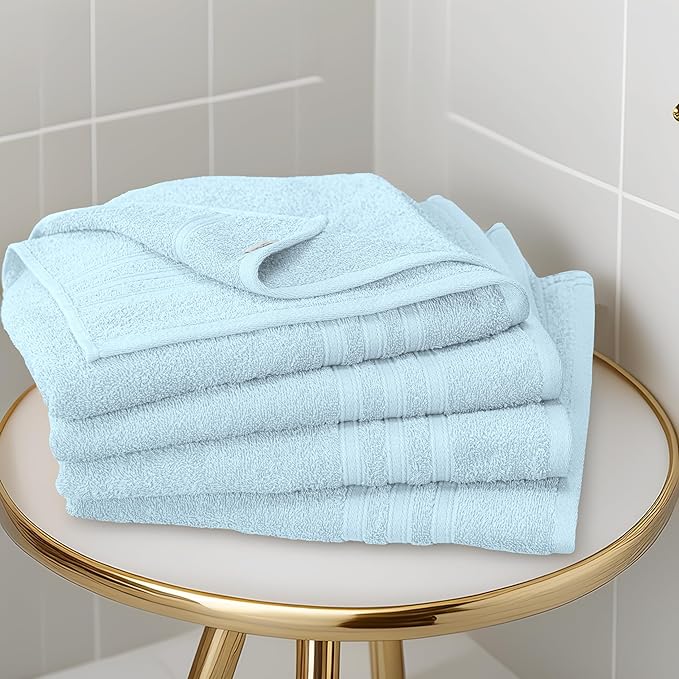 Tens Towels Pack of 4 Soft Bath Towels, 100% Cotton, 27 x 54 Inches, Lightweight & Quick-Dry, Ideal for Daily Bathroom Use, Practical & Comfortable, Sky Blue