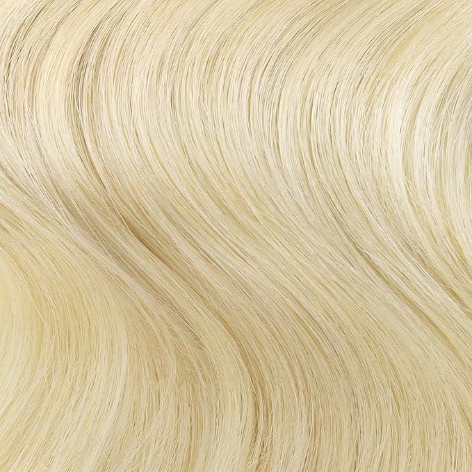 HOTBANANA Seamless Clip in Hair Extensions 16 inch 130g 7pcs Bleach Blonde Clip in Remy Human Hair Extensions Straight Hair Invisible PU Skin Weft