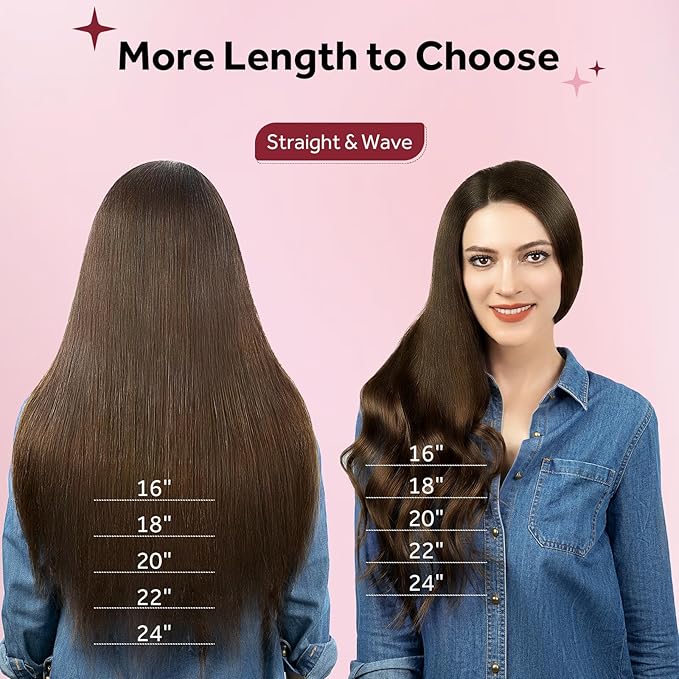 Clip in Hair Extensions Real Human Hair, 100% Remy Chocolate Brown Hair Extensions for Long Hair, Tangle-free&Shedding-free, #4 20Inch 120G 7PCS