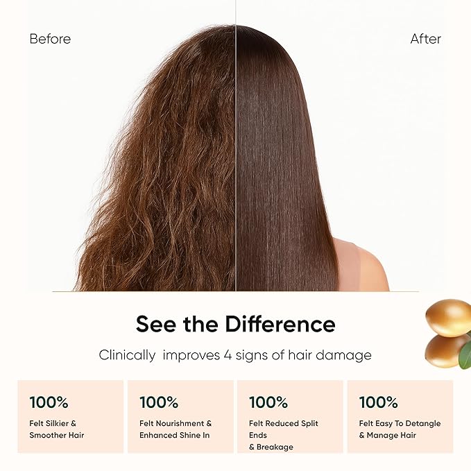 100% Organic Moroccan Argan Oil & Natural Keratin Masque | For Dry, Damaged & Color Treated Hair | Cold Pressed Oils for Deep Nourishment | Sulfates, Parabens & Cruelty Free | 7 oz
