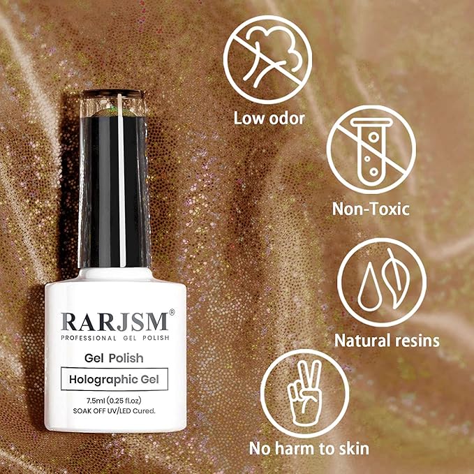RARJSM Holographic Nail Polish Caramel Brown Gel Polish Mermaid Unicorn Effect Soak Off Nail Gel Curing Required Nail Art Home GelManicure