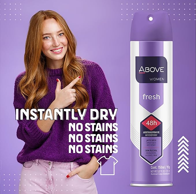 ABOVE Fresh - 48 Hours Antiperspirant Deodorant for Women - Notes of Lemon, Bergamot and Lavender - Dry Spray Protects Against Sweat and Body Odor - Stain and Cruelty Free - 5.07 Fl Oz (Pack of 1)