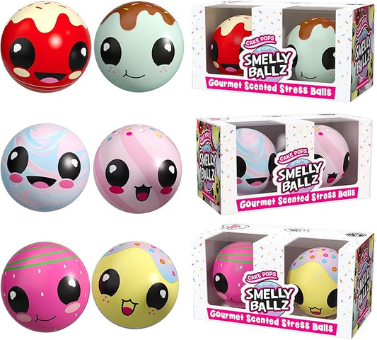 (Cake POPS) - Gourmet Scented Stress Balls (Assortment of 3 x 2-Packs) - Squishy Sensory Ball for Kids and Adults - Discover 6 Unique Aromas