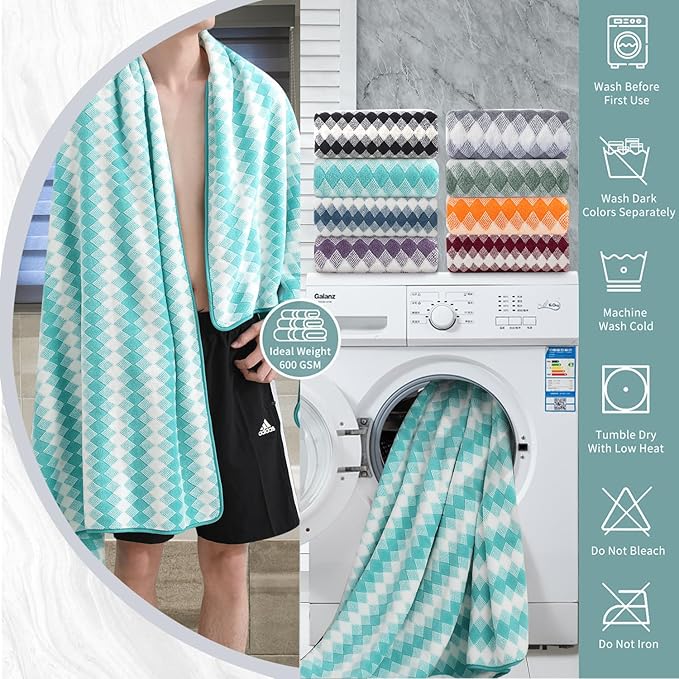 8 Piece Bathroom Towel Set |2 Oversized Bath Towels,2 Hand Towels,4 Washcloths| 600GSM Soft Hotel Towel Set Extra Large Bath Sheet for Bathroom,Highly Absorbent Quick Dry Bath Towel Collections,Teal