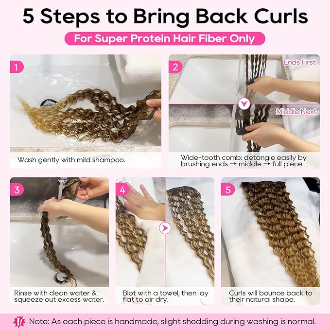 REECHO Hair Extensions - 4PCS 20" Water Wave Clip in Hair Extensions 100% Super Protein Silky Soft Natural Look with Invisible Lace Weft Hairpieces for Women - Light Golden Brown with Lighter Ends