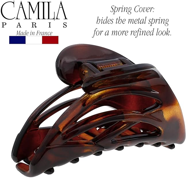 Camila Paris CP2297 French Hair Clip for Women, Small Dolphin Tortoise Shell, Girls Hair Claw Clips Jaw Fashion Durable and Styling Hair Accessories for Women, Strong Hold No Slip Grip Made in France