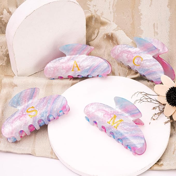 Hair Clips for Women | Monogram Hair Claw Hair Accessory | Personalized Gifts for Women Teen Girl Trendy Stuff | Gifts for Mom Bridesmaid Bride Wife Friend Sister Teacher Her - Lavender,B
