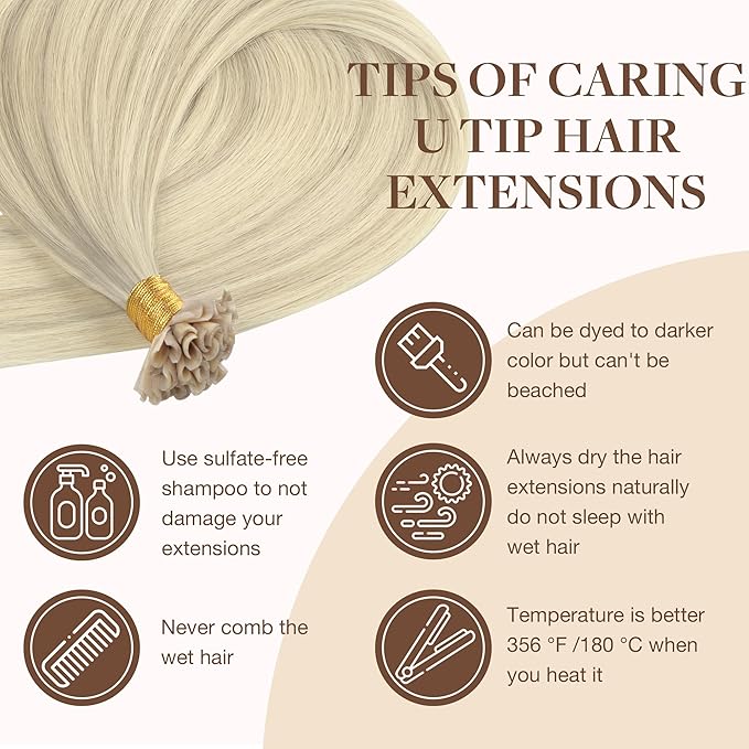 GOO GOO U Tip Human Hair Extensions, 16 Inch 50g 50S, Hot Fusion Invisible Remy, 17A/60A Ash Blonde Highlighted Platinum Blonde