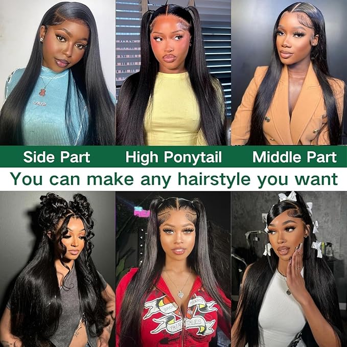 30 Inch 13x4 Lace Front Wigs Human Hair 180 Density Straight HD Lace Front Wigs Human Hair Pre Plucked 13x4 Lace Frontal Straight Human Hair Wigs for Women Glueless Wigs Human Hair (Natural Color)