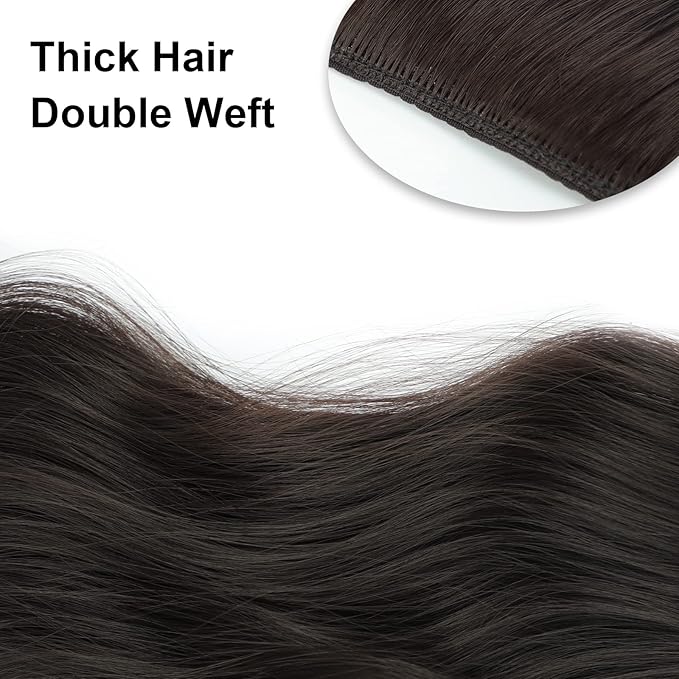 Vigorous Clip in Hair Extensions 4Pcs Dark Brown Long Hair Extensions Clip Ins 20Inch Soft Synthetic Hairpieces for Women