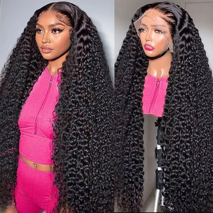 20 Inch Deep Wave Lace Front Wigs Human Hair 13x6 Hd Lace Front Wigs 180% Density For Women Wet And Wavy Glueless Wigs Pre Plucked With Baby Hair Deep Curly Wig Natural Black Color