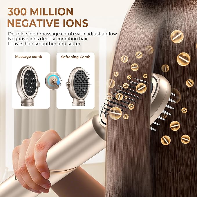 Ukliss 8 in 1 Hair Dryer Brush & Multi Hot Air Styler–Foldable 110,000 RPM Blow Dryer Brush Tool Set with Diffuser Auto-Wrap Curler for Fast Drying Curling Straightening Hair Daily Styling