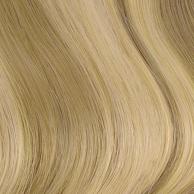 HOTBANANA Seamless Clip in Hair Extensions, 14 Inch 110g 7pcs Light Blonde Highlighted Golden Blonde (Grey Tone) Invisible PU Skin Weft Straight Remy Human Hair Extensions