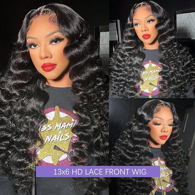 13x6 Lace Front Wigs Human Hair 200 Density Body Wave HD Lace Front Wigs Human Hair Pre Plucked Natural Color Glueless Wigs for Women 28 Inch