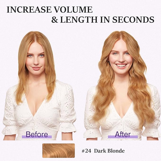 Halo Hair Extensions Real Human Hair,Halo Hair Extension 100% Human Hair,Wire Hair Extensions,Wavy 27 Dark Blonde 65g/16inch