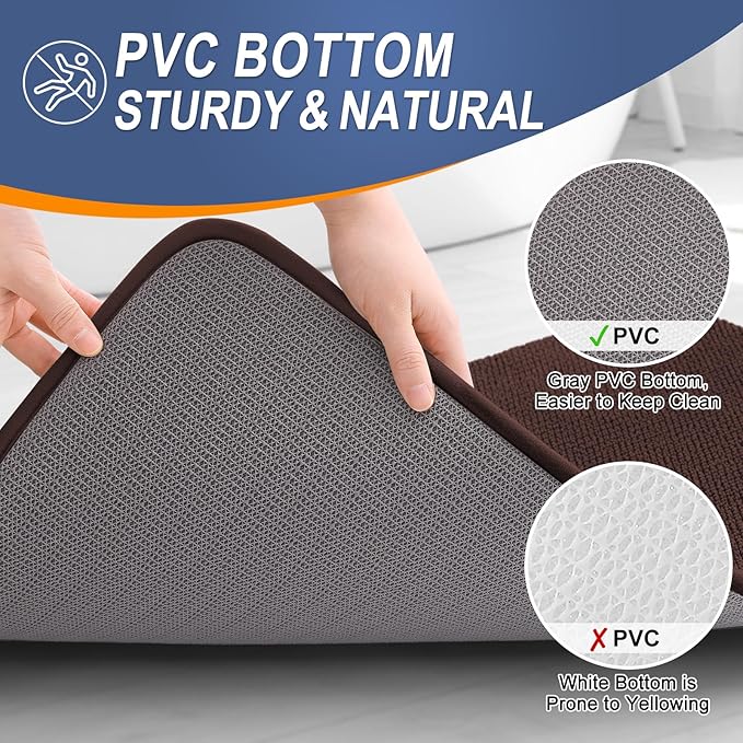 OLANLY Thick Memory Foam Bath Mat Rug 44x24, Extra Soft Absorbent Bathroom Rug, Quick Dry Bath Mats, Non-Slip, Machine Washable Carpet for Bathroom, Tub and Shower, Home Decor Accessories, Brown