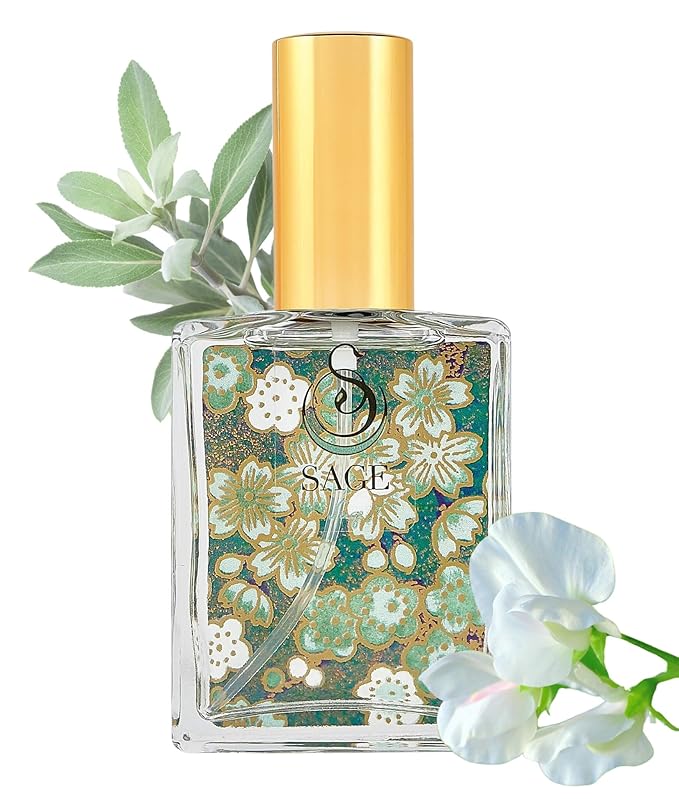 The Sage Lifestyle Sage Luxury Spray, Cucumber, White Sage, Tonka Bean, Sweet Pea, Egyptian Musk, Perfume for Women, Long Lasting, Fresh and Clean Fragrance, Artisan, Parfum, 2 oz, Travel Perfume