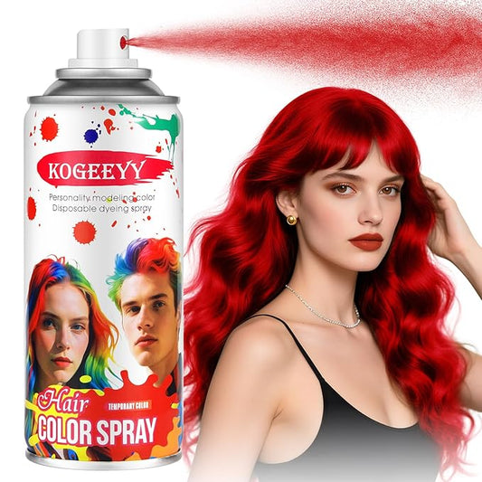 Christmas Temporary Hair Color Spray for Kids Women,One-Time Use Red Hair Spray, Washable Temporary Hair Dye, Natural Hair Color Wax, Non-sticky Hair Spray for Cosplay, Party, Halloween(Red,4.06Oz)