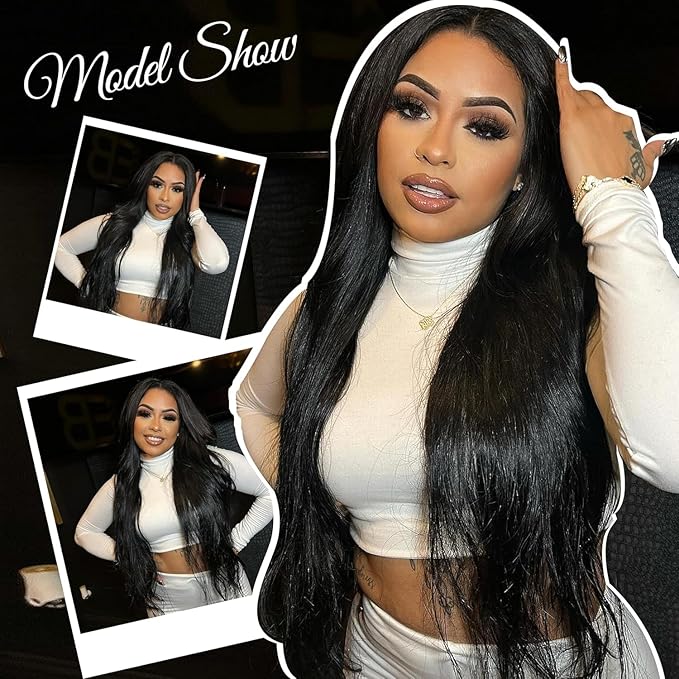 Clip in Hair Extensions Real Human Hair, 22Inch 110g, 1B Natural Black, Invisible Seamless Straight Remy Human Hair Clip in Extensions for Women 8pcs Per Set with Double Weft