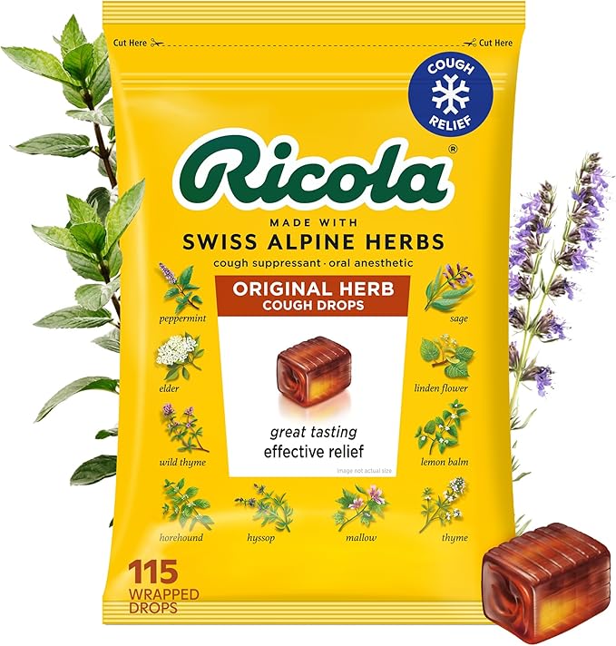 Ricola Original Herb Cough Drops with Menthol - Cough and Sore Throat Relief - 115 Count - Herbal Throat Lozenges