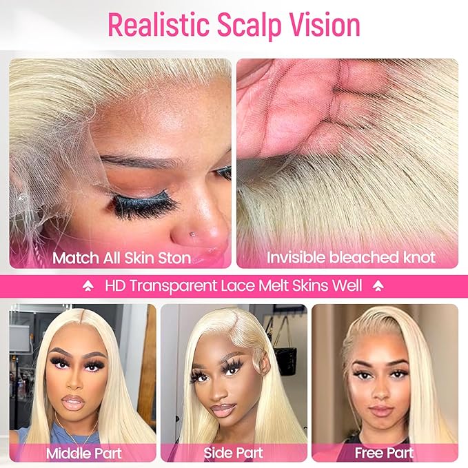 613 Lace Front Wig Human Hair 200 Density 13x6 Blonde Wig Human Hair 613 Straight HD Lace Front Wigs Human Hair Pre Plucked Blonde Wig for Women (32inch)