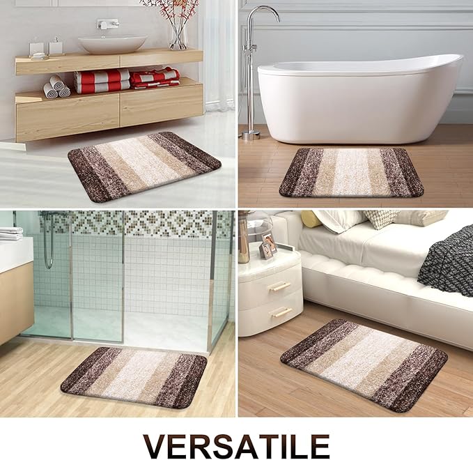 OLANLY Bathroom Rugs Mat 36x24, Extra Soft Absorbent Microfiber Bath Rugs, Rubber Backing, Quick Dry, Machine Washable Bath Mats for Bathroom Floor, Tub and Shower, Home Decor Accessories, Brown
